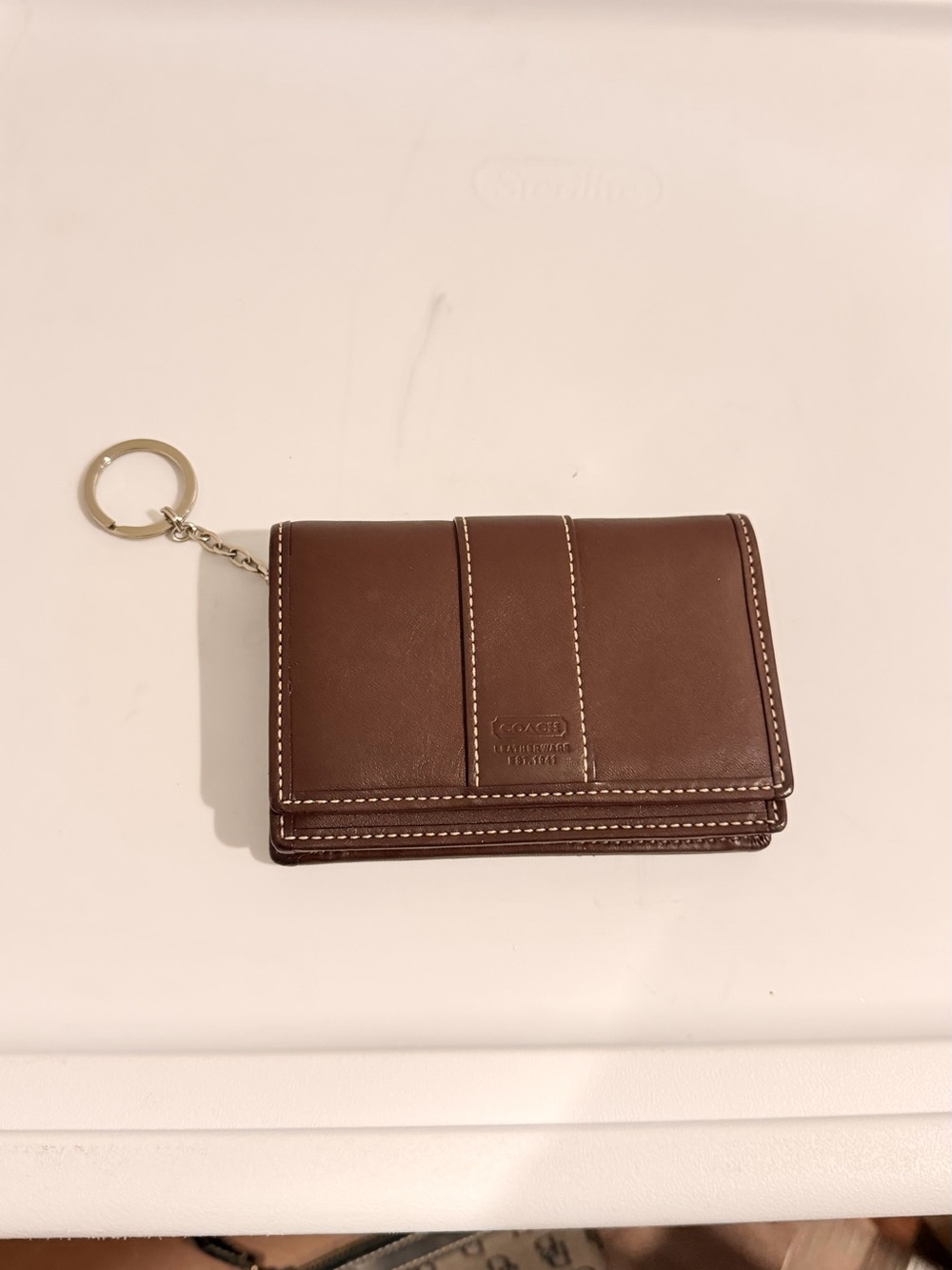 Vintage Coach Brown Leather Key Ring Card Case